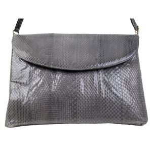 PHILIP LAURENCE MADE IN SPAIN GRAY REAL SNAKE SKIN SHOULDER BAG CROSSBODY PURSE